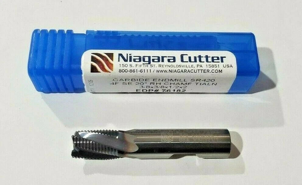 Niagara Cutter 3/8 x 3/8 x 1/2 x 2 End Mill 4F SE 20 RH Carbide SR420 76182 New