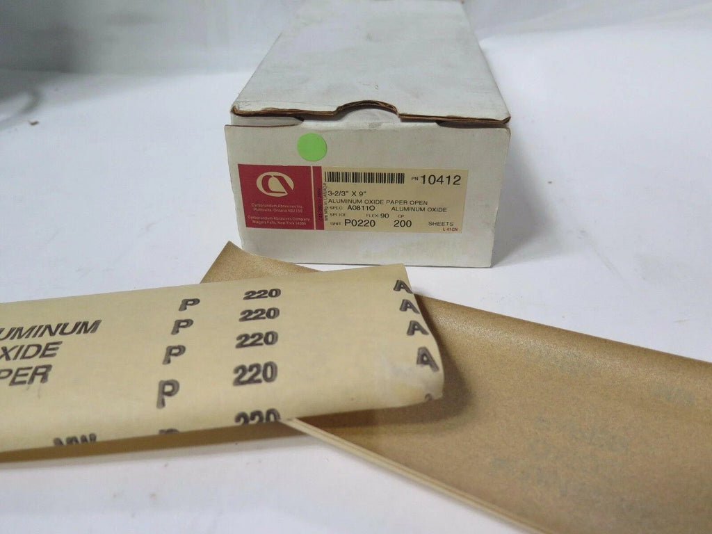 Carborundum Abrasives Aluminum Oxide Paper Open 3-2/3 x 9 220 Grit 10412 New