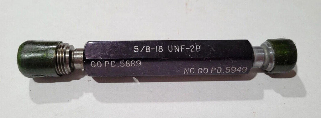 5/8-18 UNF-2B GO & NO Thread Plug Gages GO P.D. .5889 & NoGo P.D. .5949