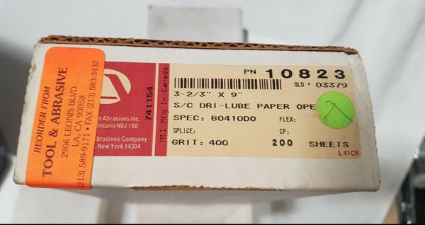 Carborundum Abrasives 400 Grit Cut 200 Sheets 10823 3-2/3" x 9" Dri-Lube New