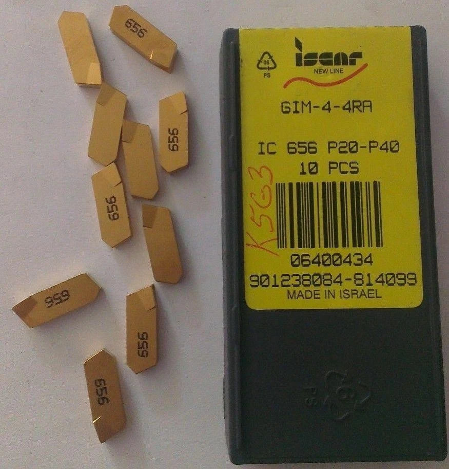 ISCAR GIM 4 4RA IC 656 Carbide 10 Inserts Grooving Self Grip Cut Off Lathe Gold