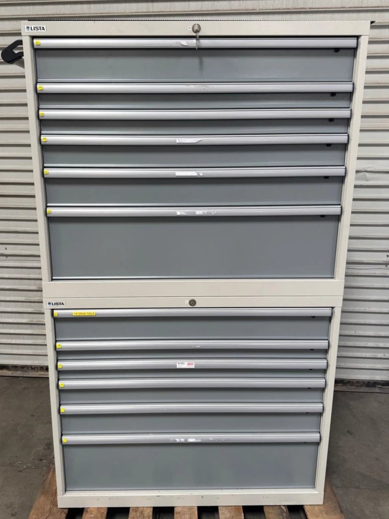Lista Cabinet 12 Drawers Industrial Tool Parts Storage 40” x 22.5” x 67”
