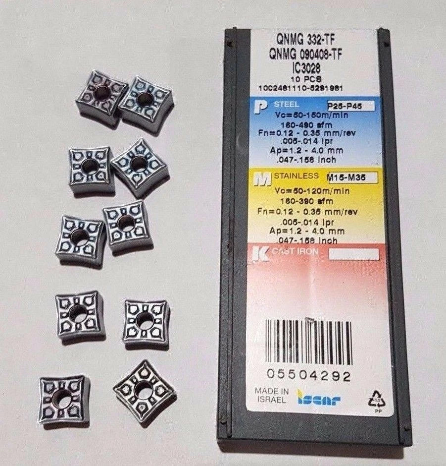 10 Pcs ISCAR QNMG 332 TF 090408 IC 3028 Carbide Inserts Lathe Turning New Tools