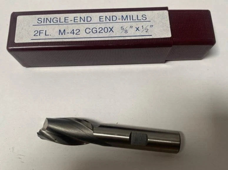 Single End Mill 2 Flutes M-42 CG20X 5/8" x 1/2" Made In Taiwan 5/8 Diameter New