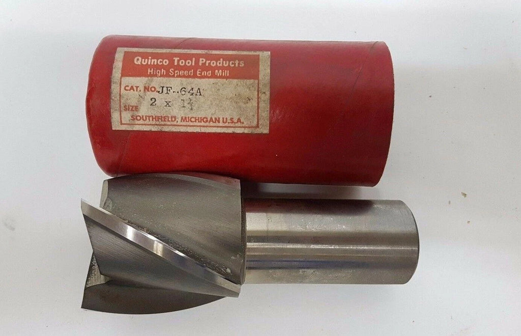 QUINCO TOOL PRODUCTS HSS End Mill 2" x 1-1/4 Shank 4 Flutes Brand New USA JF-64A