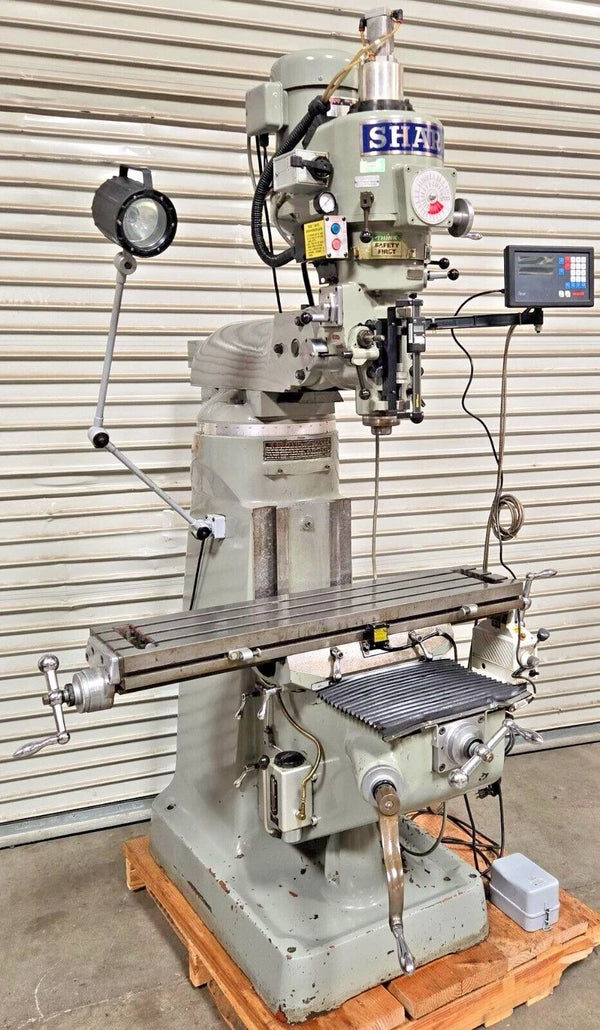 Sharp Bridgeport Vertical Mill Milling Machine 3 HP DRO 9x42 Chrome Ways Nice