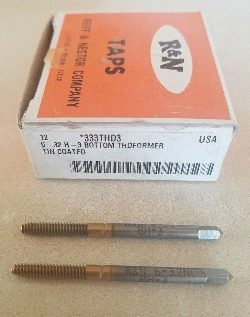 2 Pcs Reiff Nestor R&N Bottom ThreadFormer HSS Tap 6-32 H3 333THD3 Tin Coat
