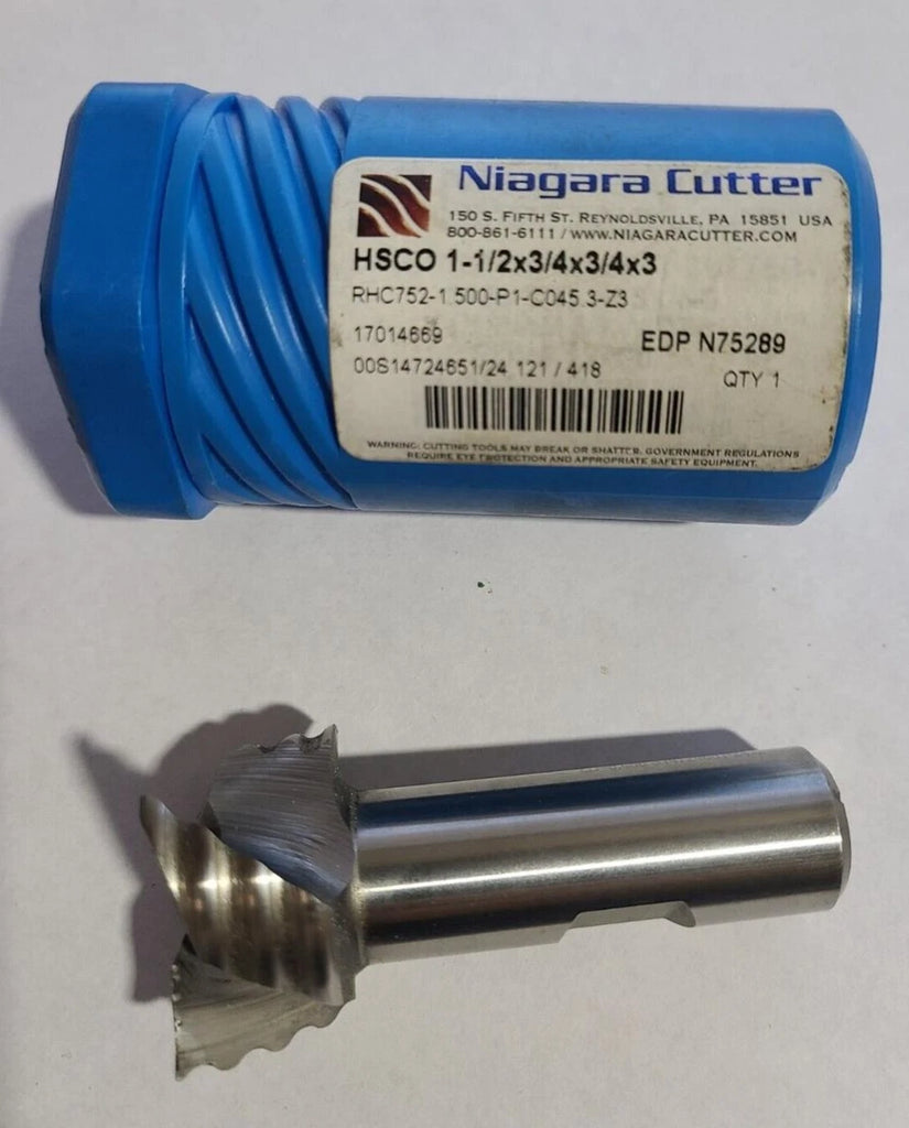 Niagara Cutter HSS End Mill Cobalt Roughing HSCO 1-1/2 x 3/4 x 3/4 x 3 N 75289