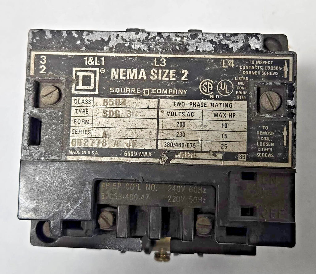 Square D NEMA Size 2 Contactor Motor Starter