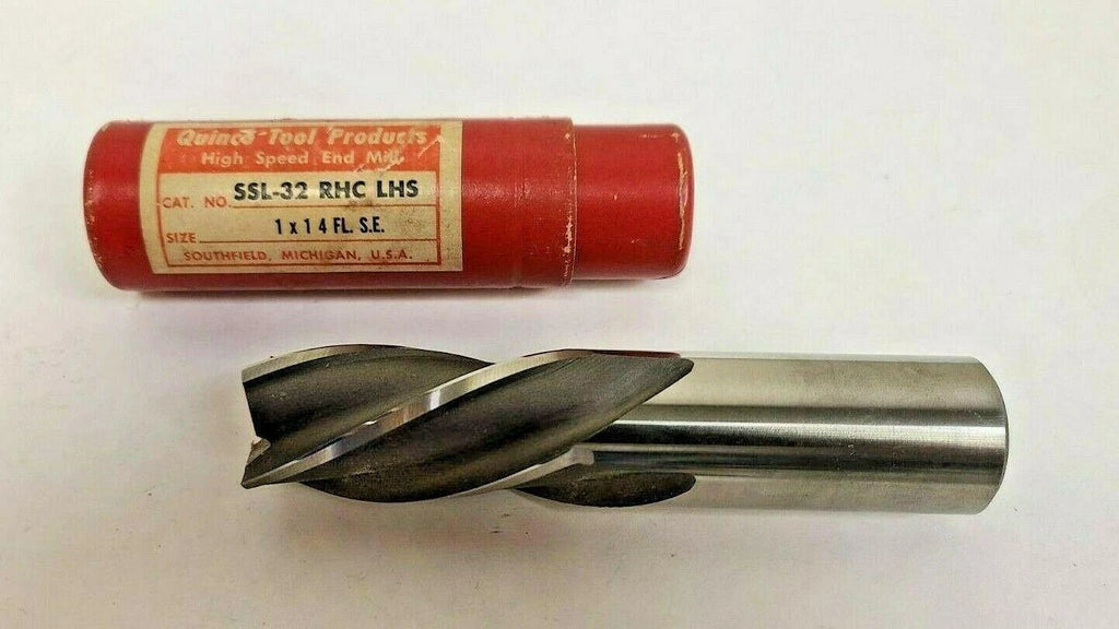 QUINCO TOOL PRODUCTS HSS 4 Flute 1" End Mill SSL-32 RHC LHS SE