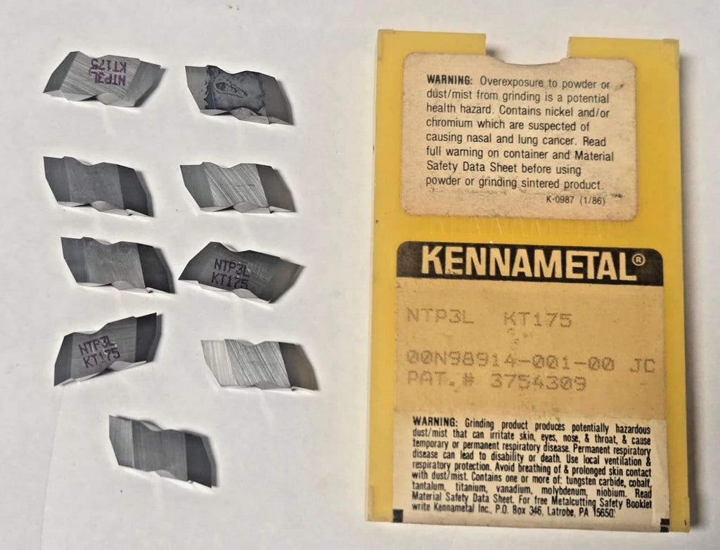 Kennametal NTP3L KT175 Grooving Carbide Inserts Lathe Top Notch USA 9 pcs New