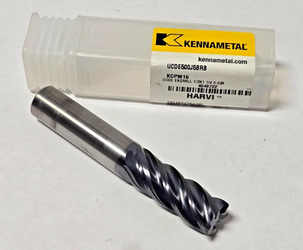 Kennametal 4048722 Carbide Corner Radius End Mill: 1/2" Dia, 1-1/4" LOC, 5 Flute