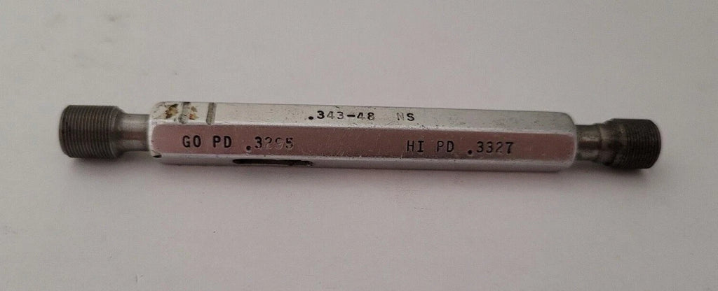 .343-48 NS GO & NO GO Thread Plug Gage GO P.D. .3295 & NOGO PD .3327