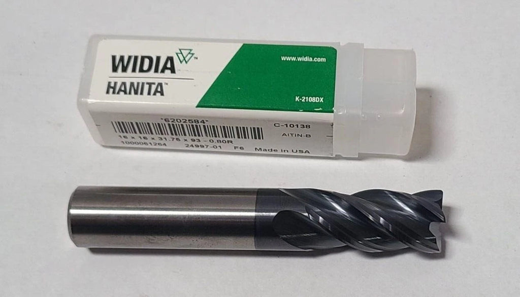 16mm WIDIA HANITA Solid Carbide End Mill 4 FLUTE TOOL BIT 0.80R C-10138 31.75