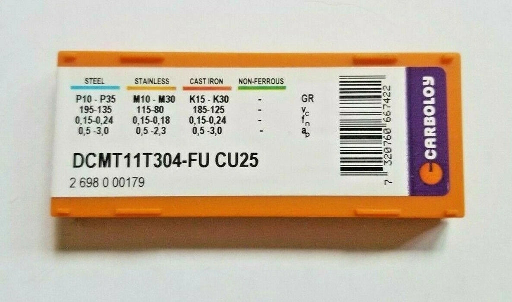 10 Pcs CARBOLOY DCMT 11T304-FU CU25 Carbide Inserts Lathe Tools New