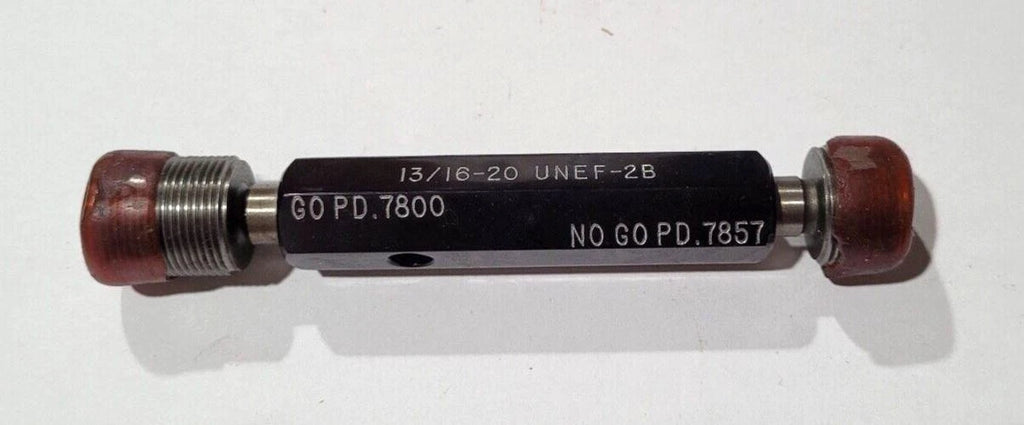 13/16-20 UNEF-2B GO & NO GO Thread Plug Gages GO P.D. .7800 & NOGO PD .7857