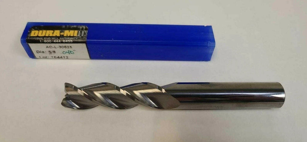 5/8” Solid Carbide End Mill DURA Mill AC-L-30625 2 Flutes New .040"