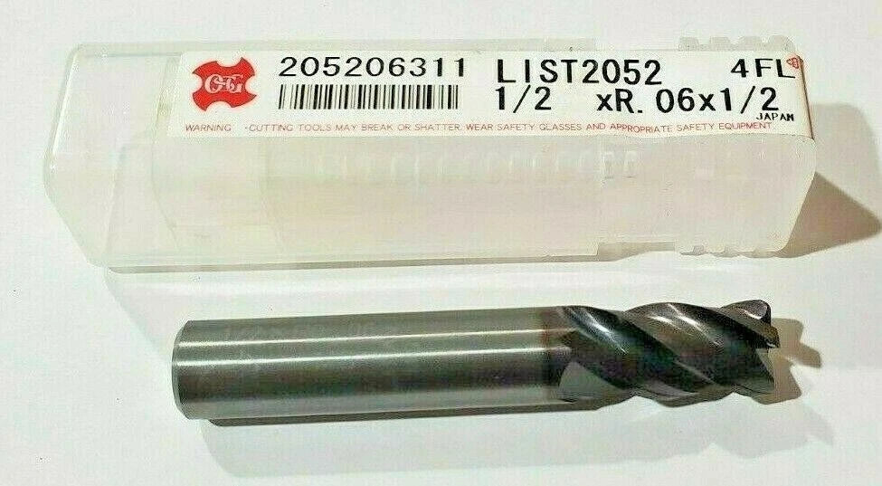 OSG List 2052 1/2 x R. 06 x 1/2 4 Flute Carbide End Mill 205206311