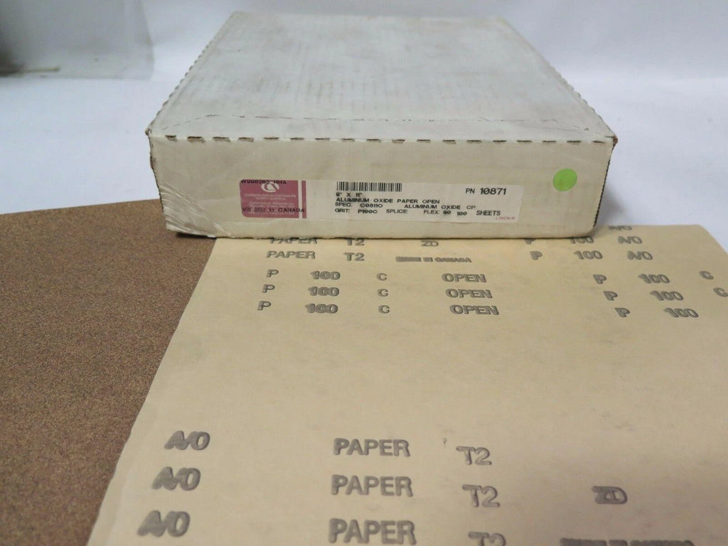 Carborundum Abrasives Aluminum Oxide Paper Open 9 x 11" Grit 100 10871 Brand New