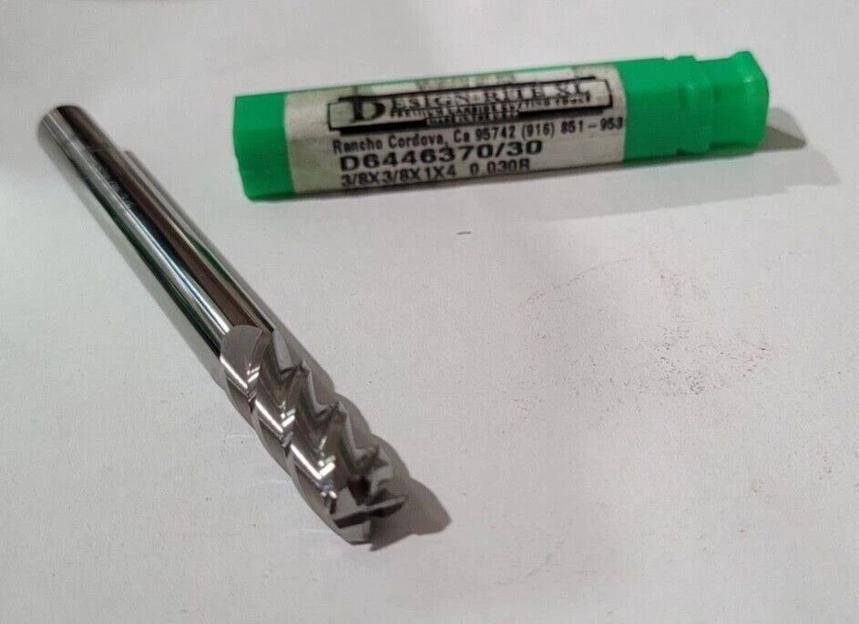 Design-Rite XL END MILL 3/8 X 3/8 X 1 X 4 0.030R 4 Flute D6446370/30 New