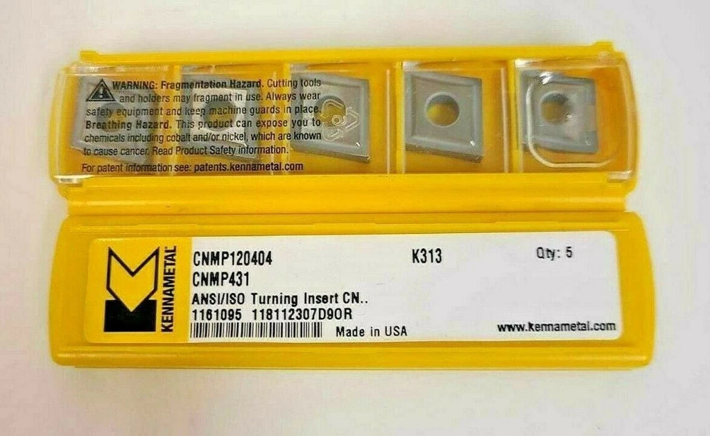 KENNAMETAL CNMP120404 CNMP 431 KENLOC CHIP CONTROL K313 Carbide Inserts 5 Pcs
