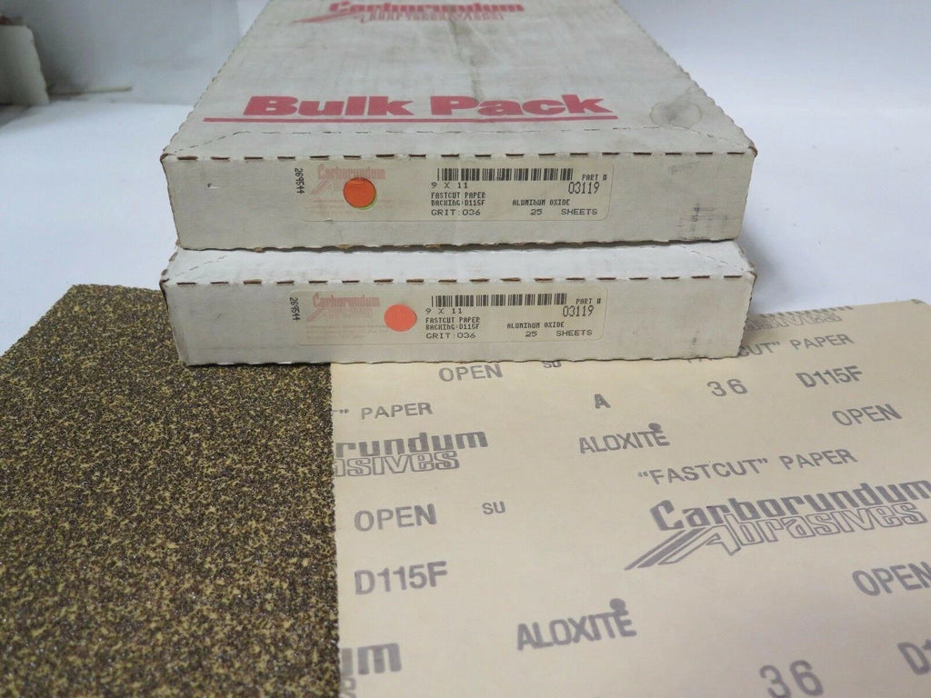 Carborundum FASTCUT Aluminum Oxide Paper PN: 3119 Qty 50 Grit 36 Brand New