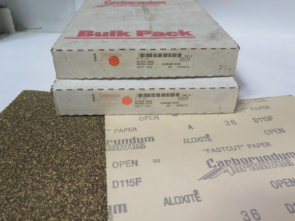 Carborundum FASTCUT Aluminum Oxide Paper PN: 3119 Qty 50 Grit 36 Brand New