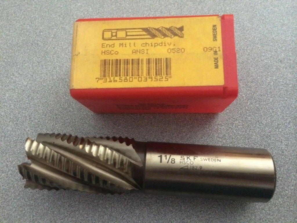 SKF Dormer Tools C415 HSCo ANSI 1-1/8" 6 Flute Square End Mill 0520 0901 Chipdiv