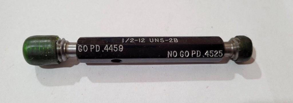 1/2-12 UNS-2B GO & NO GO Thread Plug Gages GO P.D. .4459 & NOGO P.D. .4525