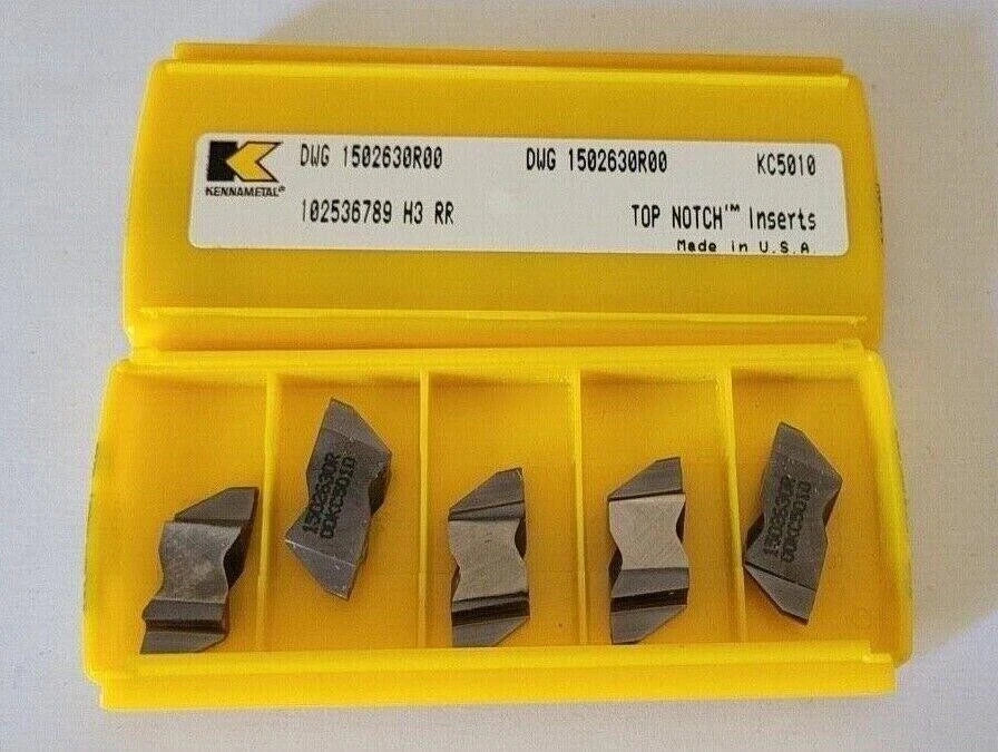 5 Pcs Kennametal DWG 1502630R00 KC5010 H3 Top Notch Carbide Grooving Inserts New