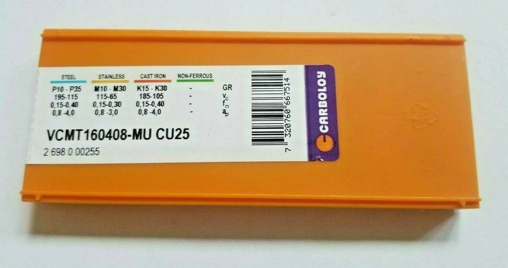 10 Pcs CARBOLOY VCMT 160408-MU CU25 Carbide Inserts Lathe Tools New