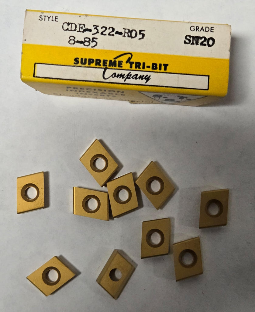 SUPREME TRI BIT CDE 322 R05 SN20 8-85 Lathe Carbide Inserts 10 Pcs New Free Shipping