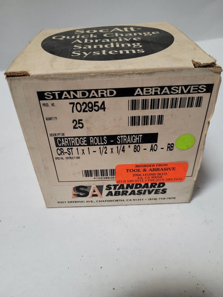 25 Pcs Standard Abrasives 702954 1" x 1"- 1/2" x 1/4" Cartridge Rolls straight