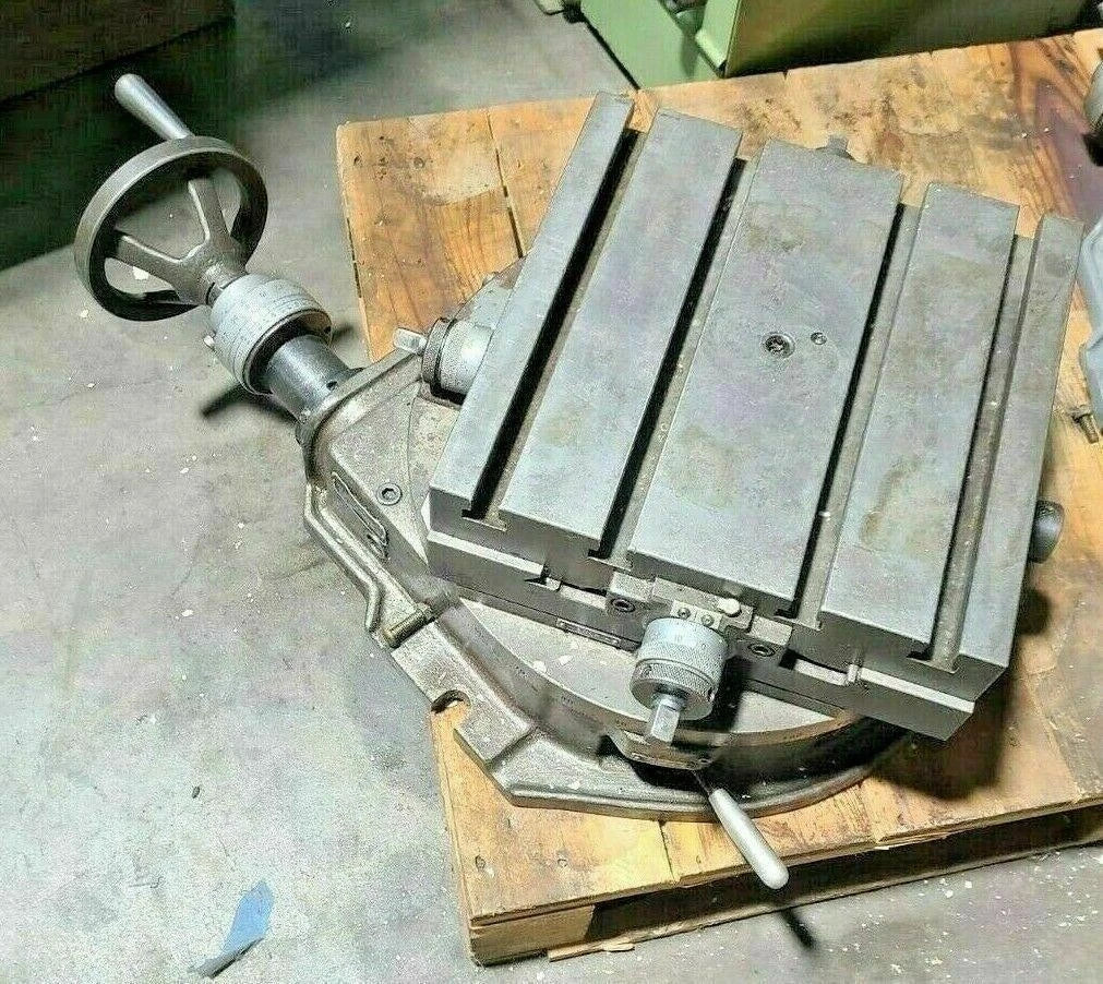 15" Rotary Table DMT-15 TROYKE X Y Cross Slide Milling Tool High T-Slotted Mount