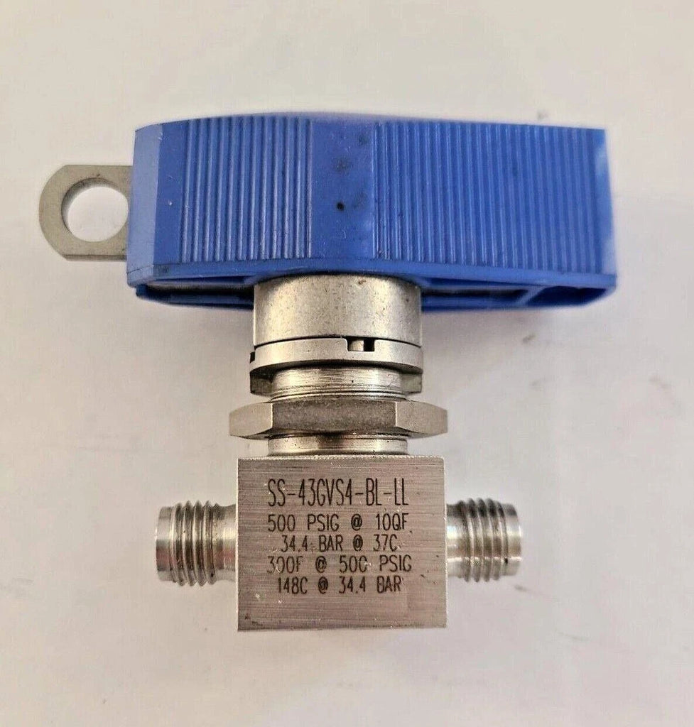 Swagelok SS-43GVS4-BL-LL 2-Way Ball Valve 500 PSIG Stainless Steel 100 F