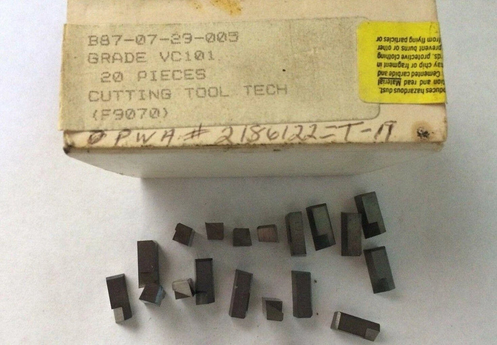 18 Pcs Cutting Tool Tech 2186122 T 19 VC101 Lathe Mill Grooving Carbide Inserts