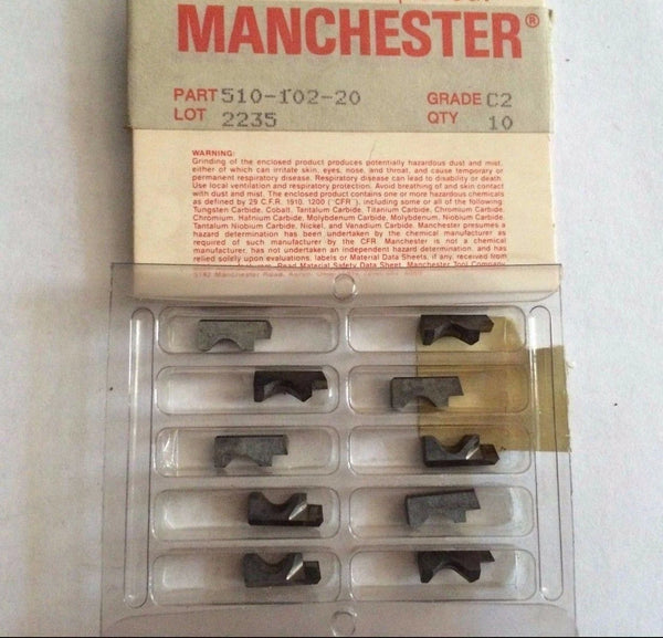 MANCHESTER 510 102 20 C2 2235 Grooving Lathe Carbide Inserts 10 Pcs New Tools