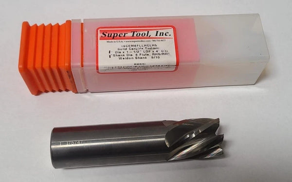 NEW Super Tool SOLID CARBIDE 1" Dia END MILL 6 FLUTE TOOL BIT 4" OAL USA