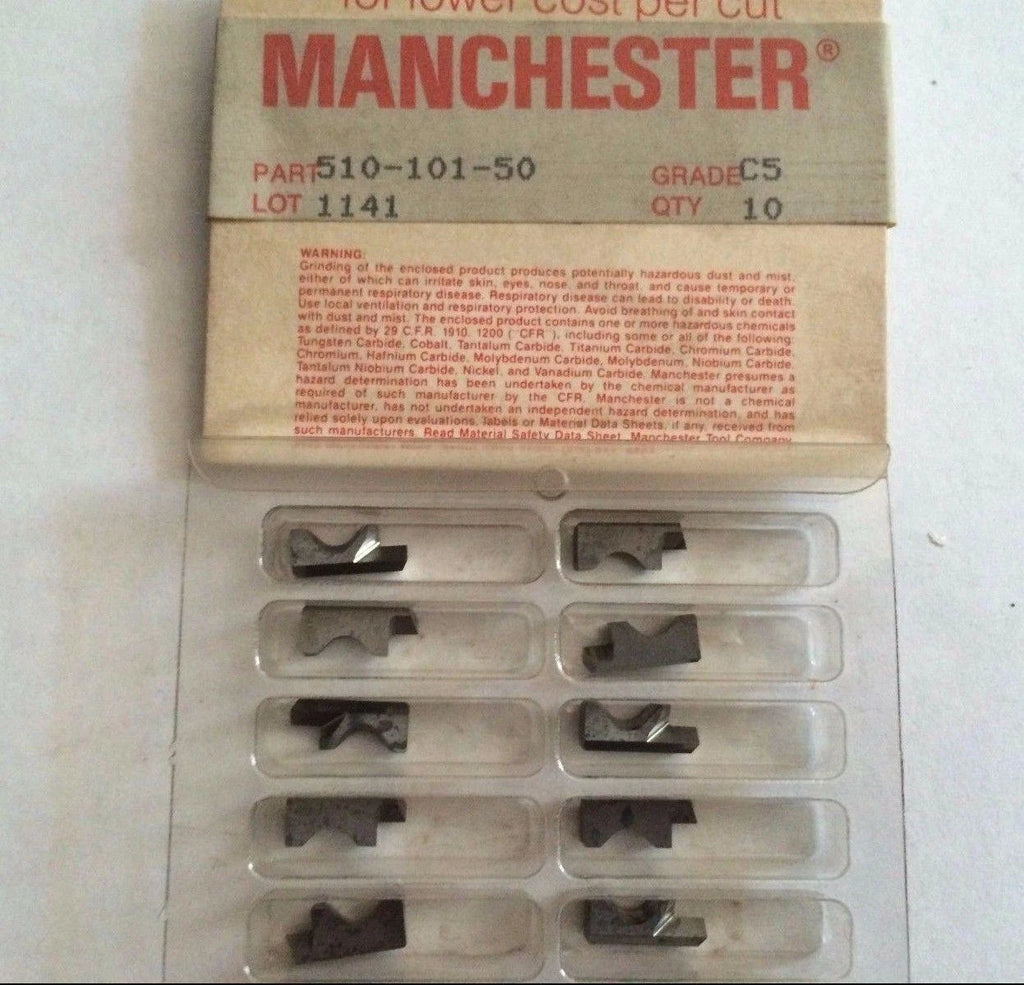 MANCHESTER 510 101 50 C5 1141 Grooving Lathe Carbide Inserts 10 Pcs New Tools
