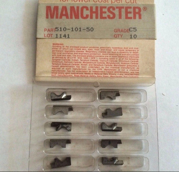 MANCHESTER 510 101 50 C5 1141 Grooving Lathe Carbide Inserts 10 Pcs New Tools