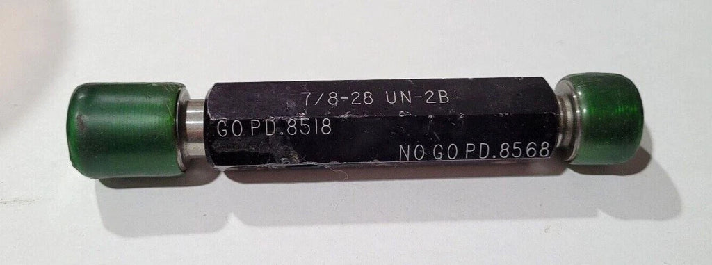 7/8-28 UN-2B Thread Plug Gage GO & NO GO Go P.D. .8518 & NOGO P.D. .8568