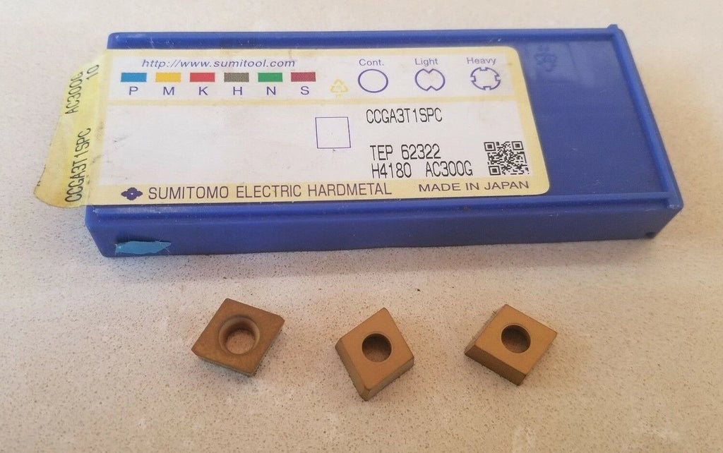 3 Pcs SUMITOMO CCGA3T1SPC TEP 62322 H4180 AC300G Lathe Mill Carbide Inserts
