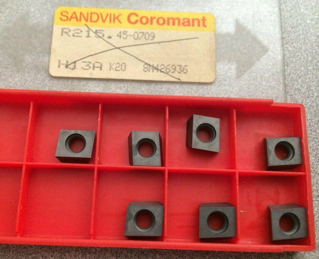 SANDVIK Coromant R215.45-0709 H13A K20 Lathe Mill Carbide Inserts 7 Pcs New Tool