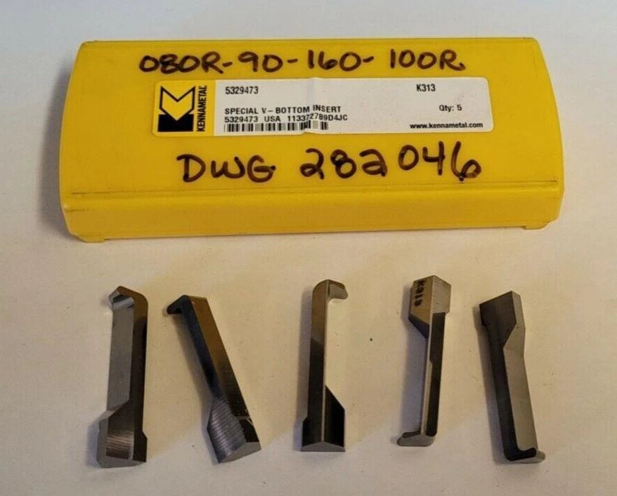 KENNAMETAL DWG 282046 080R-90-160-100R K313 Carbide Inserts Grooving 5 Pcs New
