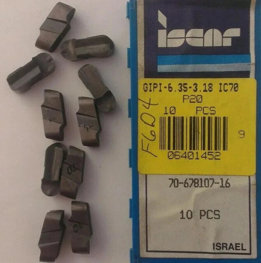 10 Pcs Iscar GIPI 6.35-3.18 IC 70 P20 Carbide Inserts Lathe Grooving Cut Off