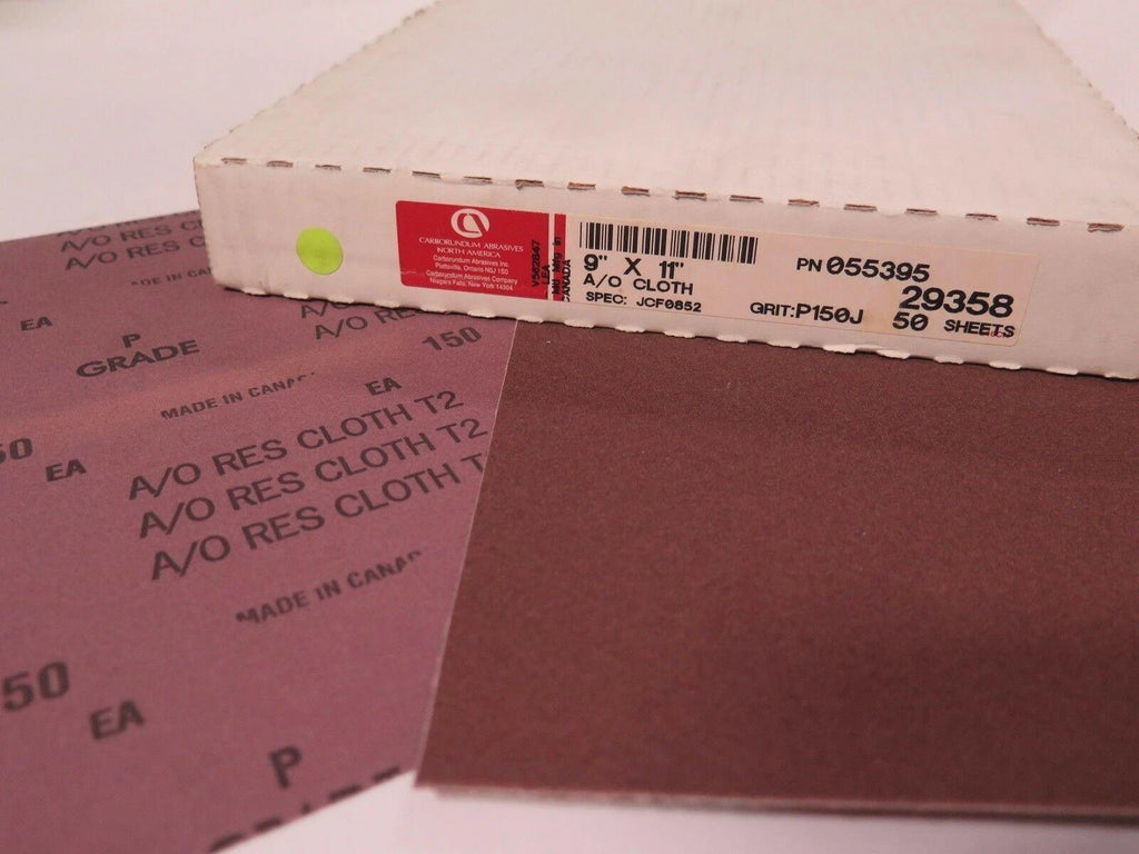 Carborundum Abrasives 9" x 11" A/O Aluminum Oxide Cloth 29358 Grit 150 Brand New