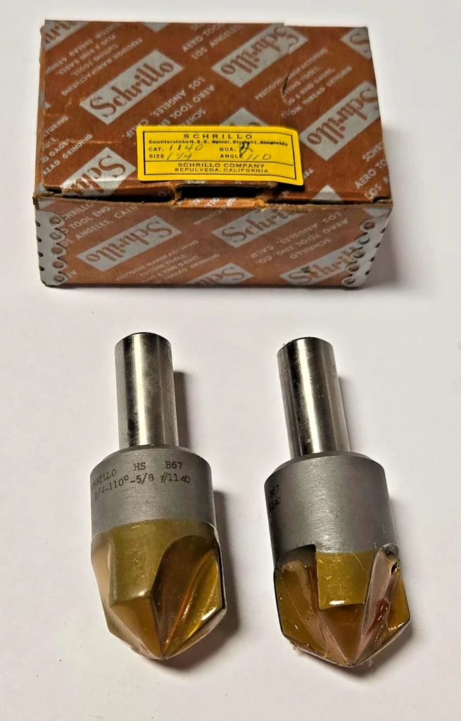 Schrillo 1-1/4" High Speed Steel Countersink 110 Degree 5/8 #1140 USA Lot of 2