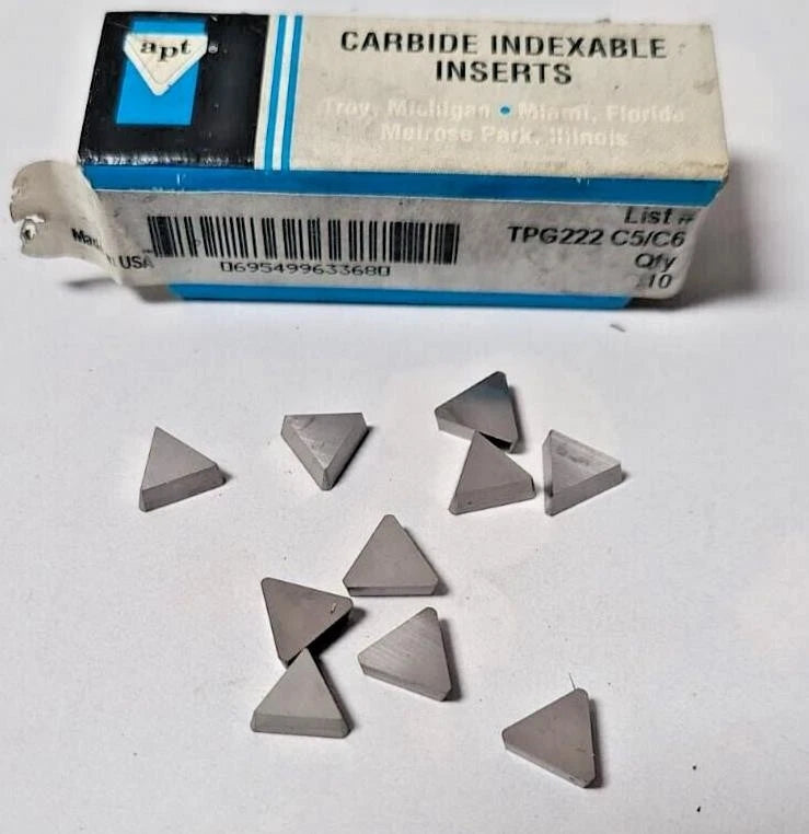 10 Pcs APT TPG 222 C5 C6 Lathe Mill Indexable Carbide Inserts New USA
