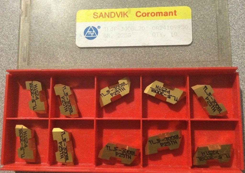 SANDVIK Coromant TLJF 3008L 225G Lathe Grooving Carbide 10 Inserts Cut Off Gold
