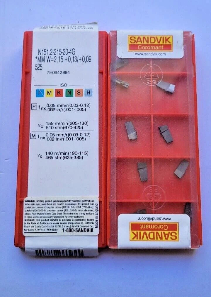10 Pcs SANDVIK Coromant N151.2-215-20-4G 525 Carbide Inserts Grooving New